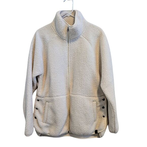 Life Integrity Earth Sherpa‎ Fleece Jacket Womens Large White Full Zip Cozy - Picture 1 of 14